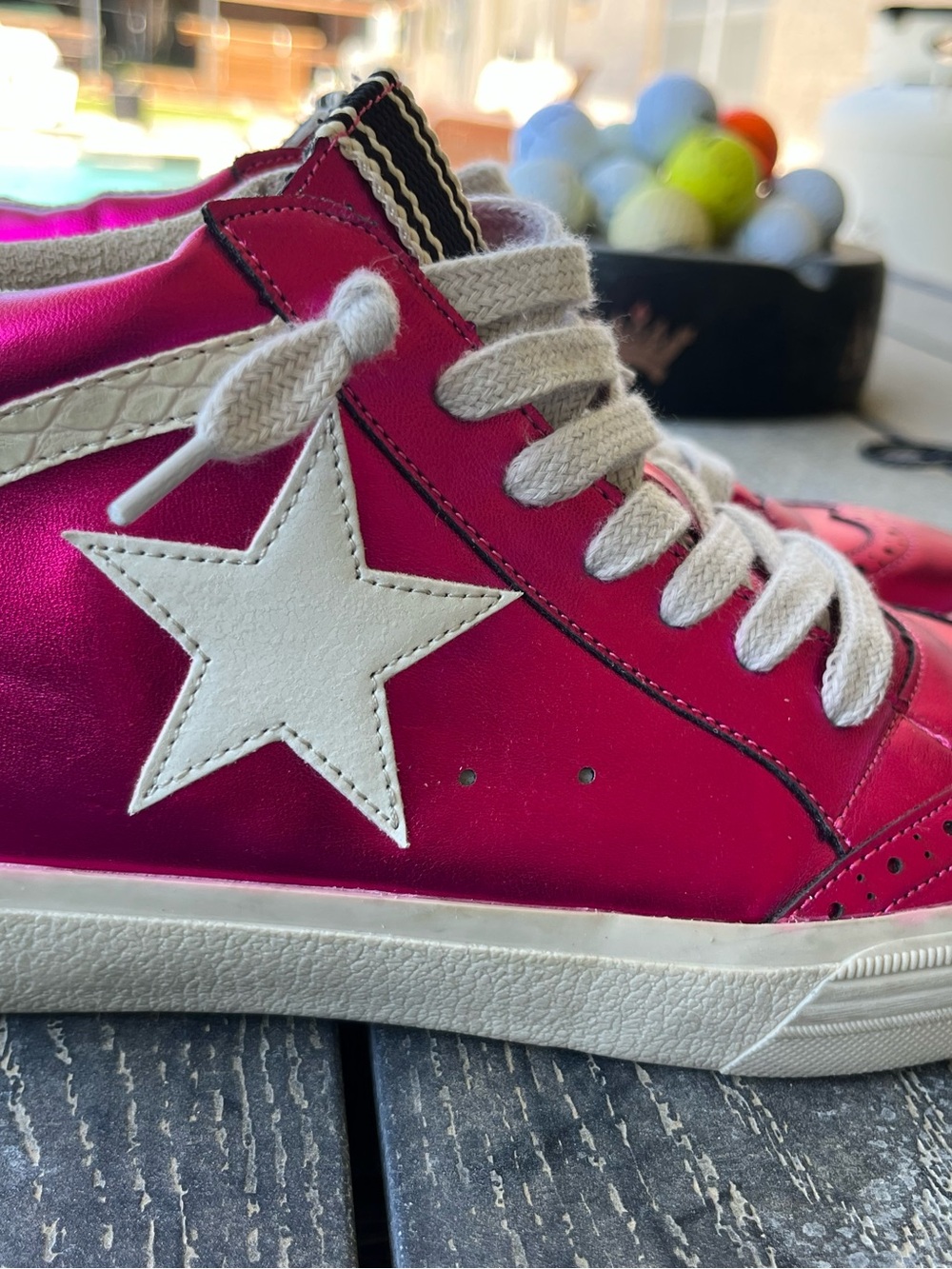 ShuShop Paulina Hot Pink Star Lace-Up Sneakers - 6.5